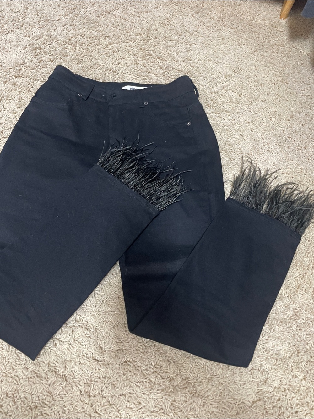 Steve Madden Black Feather-Hem Women's Jeans